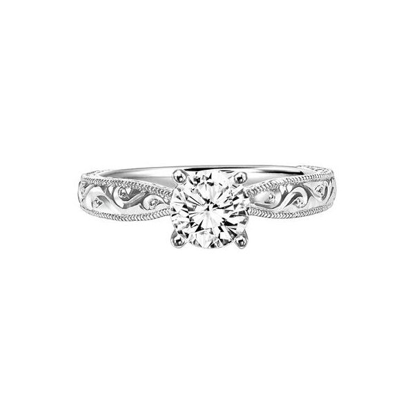 Solitaire Engagement Ring with Engraved Shank Image 2 The Ring Austin Round Rock, TX