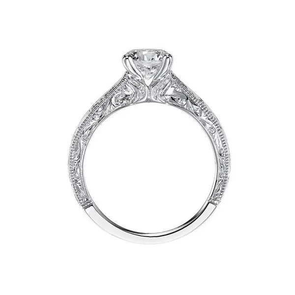Solitaire Engagement Ring with Engraved Shank Image 3 The Ring Austin Round Rock, TX