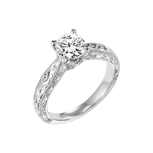 Solitaire Engagement Ring with Engraved Shank The Ring Austin Round Rock, TX