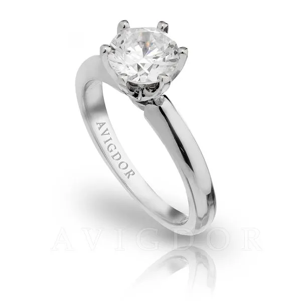 White Gold Solitaire with Six Prong Crown Image 2 The Ring Austin Round Rock, TX