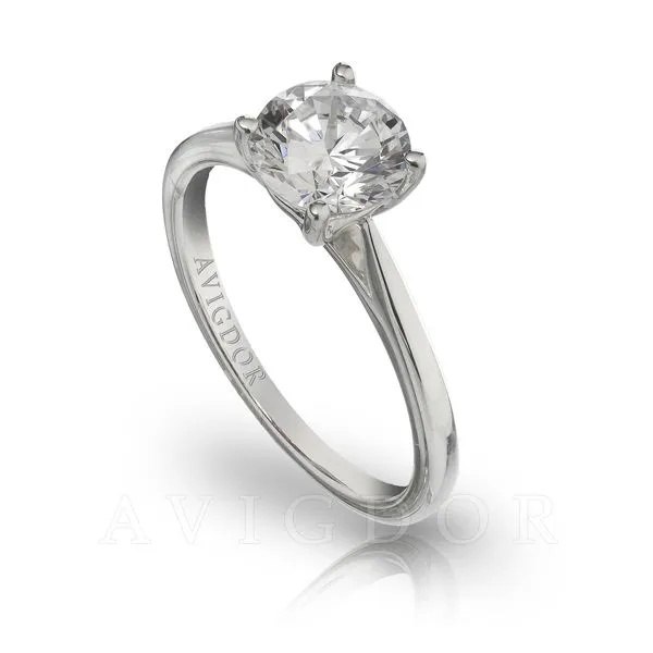 White Gold Thin Cathedral Style Solitaire Ring Image 2 The Ring Austin Round Rock, TX