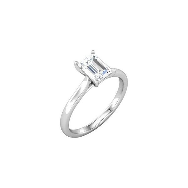 White Gold Solitaire for 7x5 Emerald Cut The Ring Austin Round Rock, TX