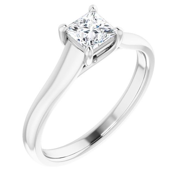 White Gold Solitaire for 6X6 Square Stone The Ring Austin Round Rock, TX