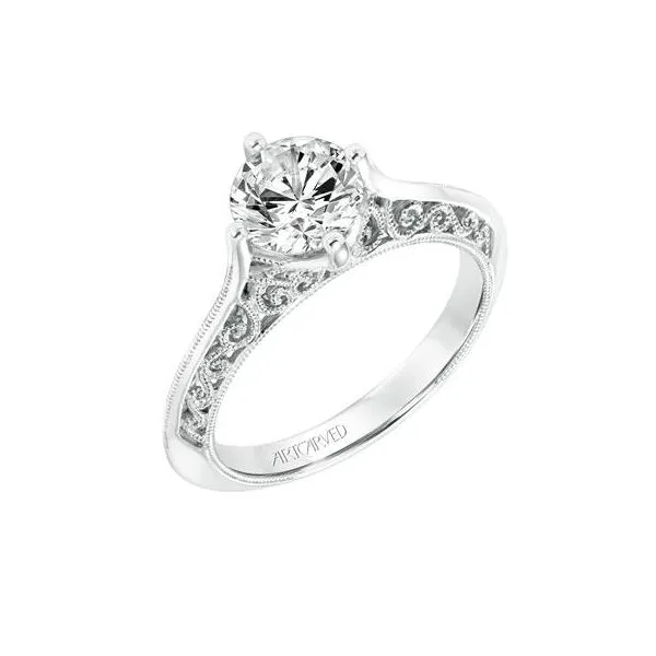 Milgrain solitaire engagement top ring