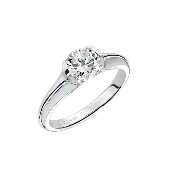 Solitaire Engagement Ring with Half Bezel The Ring Austin Round Rock, TX