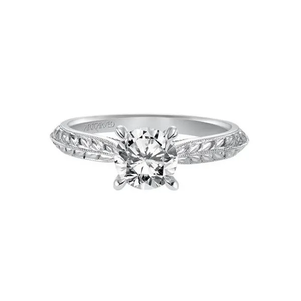 Knife Edge Engraved Solitaire Engagement Ring Image 2 The Ring Austin Round Rock, TX