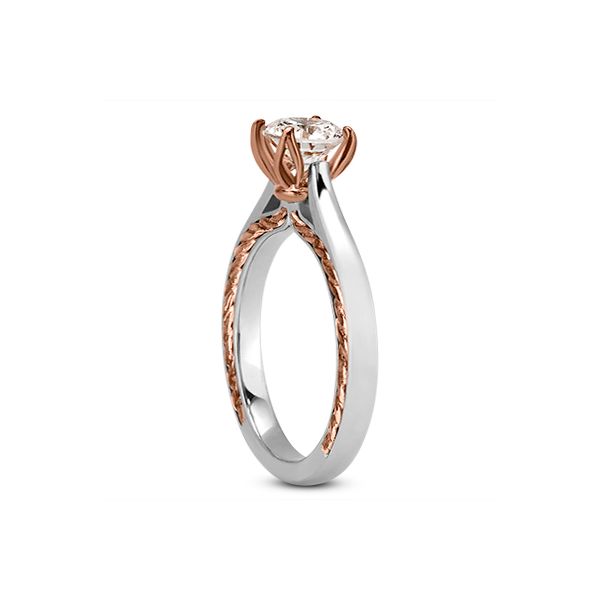 WG Solitaire with Rose Gold crown and rope detail on side of shank Image 2 The Ring Austin Round Rock, TX