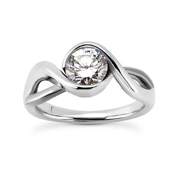 White and Rose Gold Half Bezel Twist Solitaire The Ring Austin Round Rock, TX