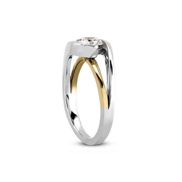 White and Rose Gold Half Bezel Split Shank Solitaire Image 2 The Ring Austin Round Rock, TX