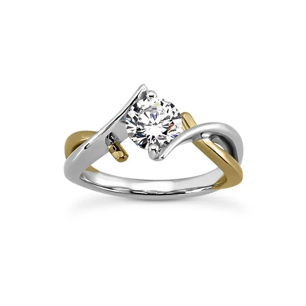 White and Rose Gold Twisted Shank Solitaire The Ring Austin Round Rock, TX
