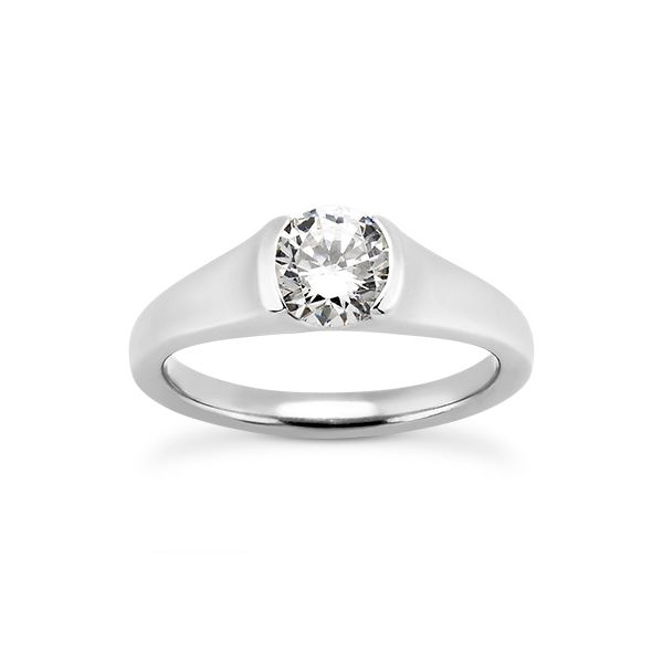 Half Bezel Solitaire Engagement Ring The Ring Austin Round Rock, TX