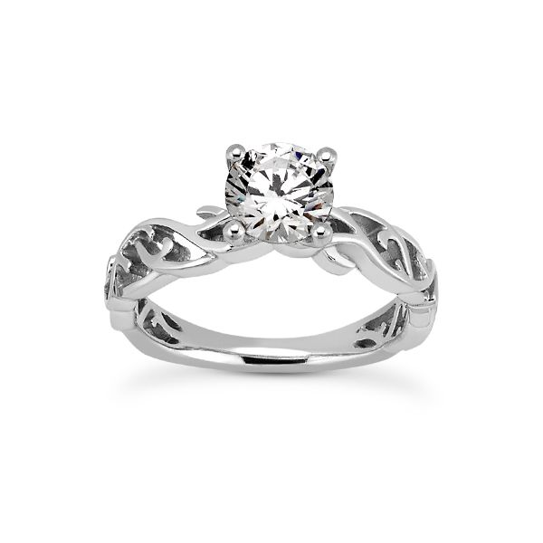 White Gold Vine Design Solitaire Engagement Ring The Ring Austin Round Rock, TX