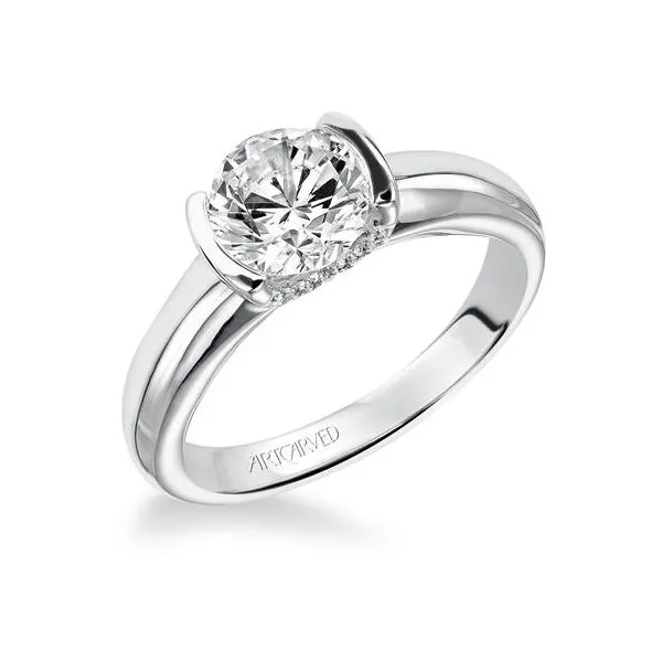 14k WG Round w/ Side Pave Diamond Engagement Ring The Ring Austin Round Rock, TX