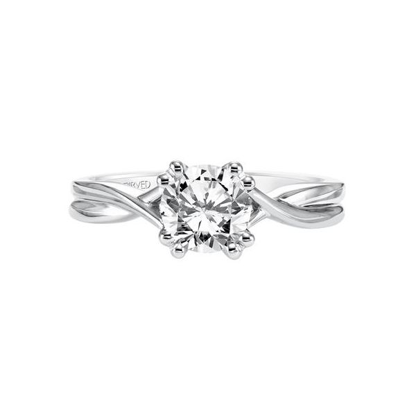 14K WG Cris Cross Shank Solitaire Engagement Ring Image 2 The Ring Austin Round Rock, TX