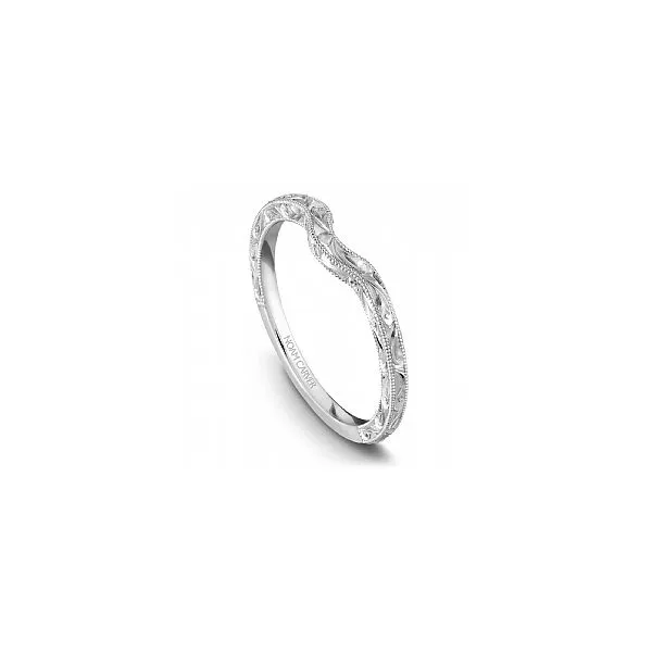 14K WG Engraved with Mil Grain Contour Wedding Band The Ring Austin Round Rock, TX
