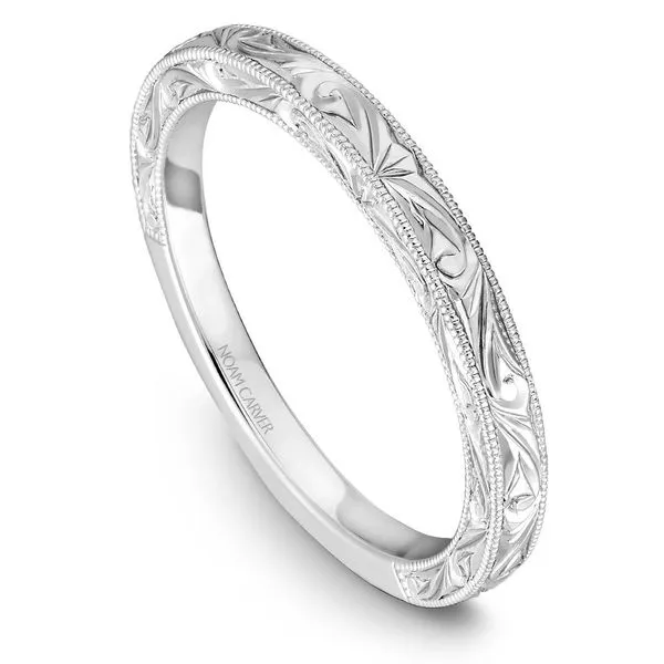 14K WG Engraved Floral Detail With Mil Grain Edges Wedding Band The Ring Austin Round Rock, TX