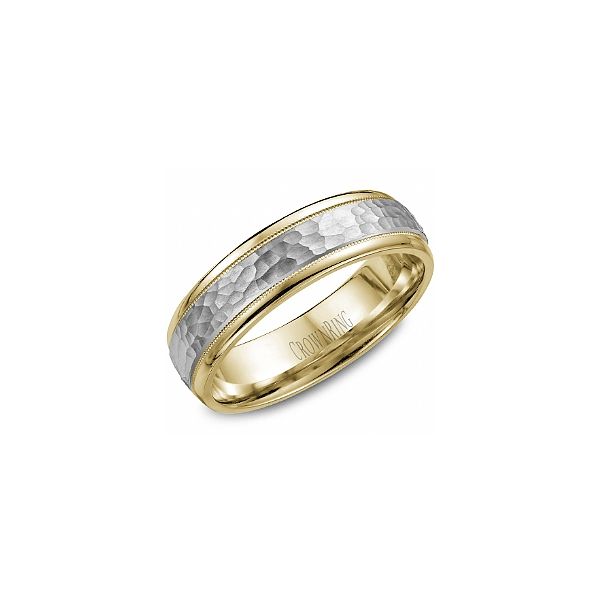 White and Yellow Gold Hammered Center Band The Ring Austin Round Rock, TX