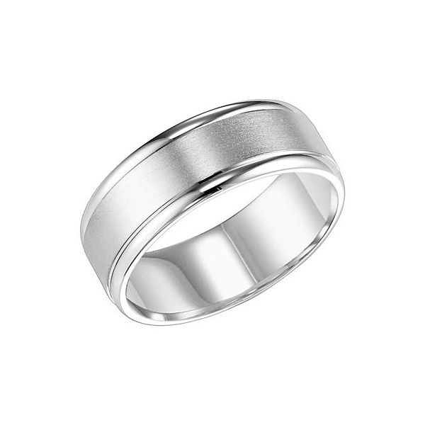 14K WG flat Round Edge, Comfort Fit with Satin Finish Center Wedding Band The Ring Austin Round Rock, TX