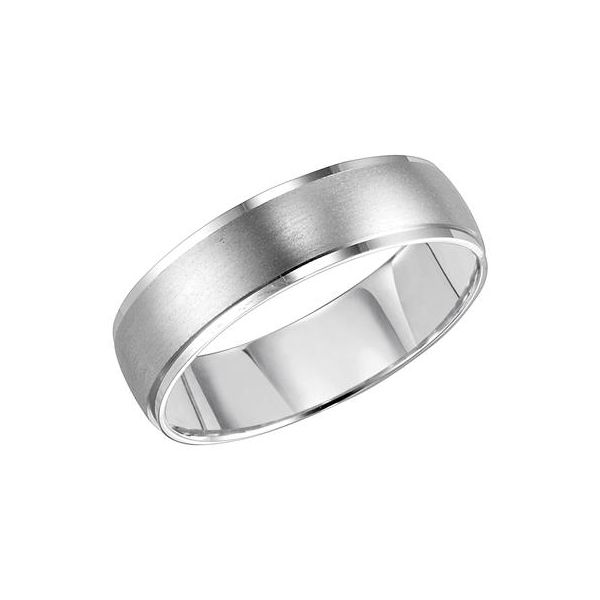 14K WG Step Edge Brushed Center Wedding Band The Ring Austin Round Rock, TX