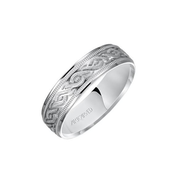 White Gold Engraved Curves Band with Milgrain The Ring Austin Round Rock, TX
