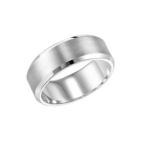 14K WG Flat Bevel Edge Brushed Finish Wedding Band The Ring Austin Round Rock, TX