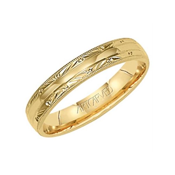 Yellow Gold Band with Milgrain and Engraved Detail The Ring Austin Round Rock, TX