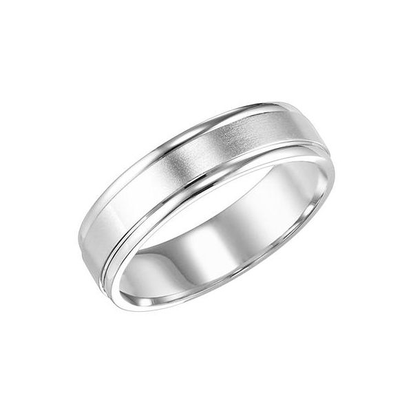 14K WG flat Round Edge, Comfort Fit with Satin Finish Center Wedding Band The Ring Austin Round Rock, TX