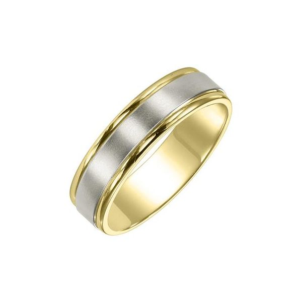 14K YG/WG Two Tone Flat Round Edge Comfort Fit With Satin Finish Wedding Band The Ring Austin Round Rock, TX