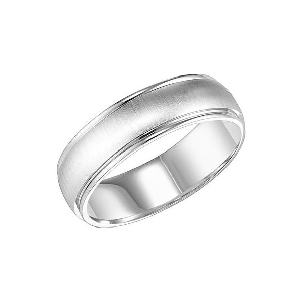 14K WG Low Dome Brushed Finish Rounded Edges Wedding Band The Ring Austin Round Rock, TX