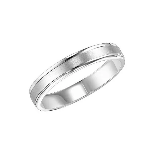 14K WG Flat Profile with Round Edges and Satin Finish Wedding Band The Ring Austin Round Rock, TX