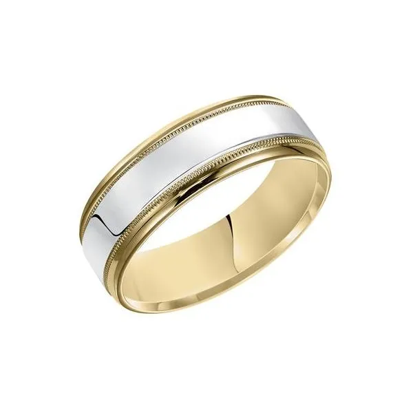 14K YG/WG Standard Fit Bright Polished Finish with Mil grain Detailing and Round Edges The Ring Austin Round Rock, TX