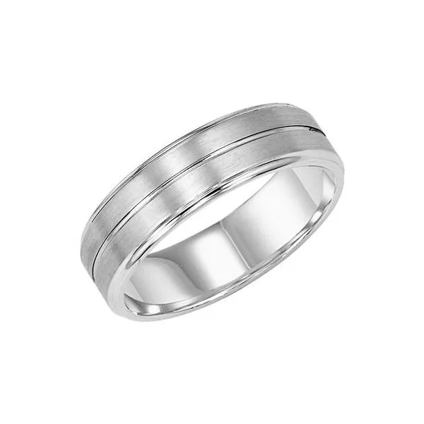 14K WG Comfort fit wedding band with bright center line The Ring Austin Round Rock, TX