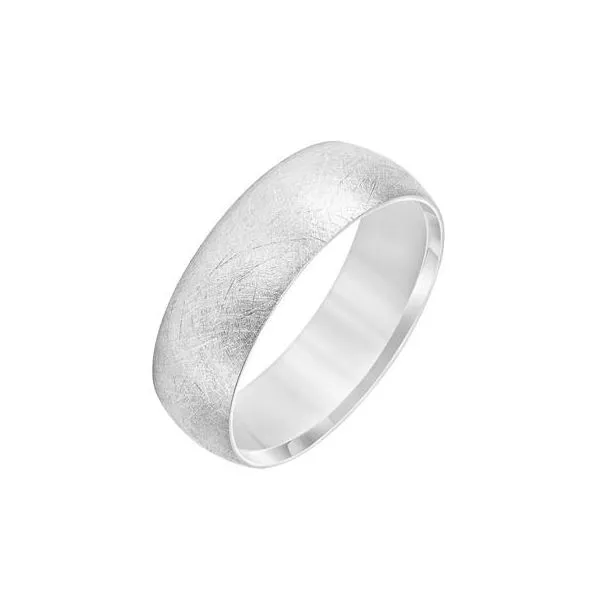 14K WG Low Dome Edge Wire Brush Finish Wedding Band The Ring Austin Round Rock, TX