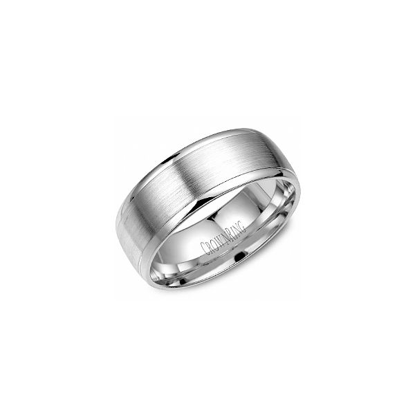 White Gold 8mm High Polish Edge Band The Ring Austin Round Rock, TX