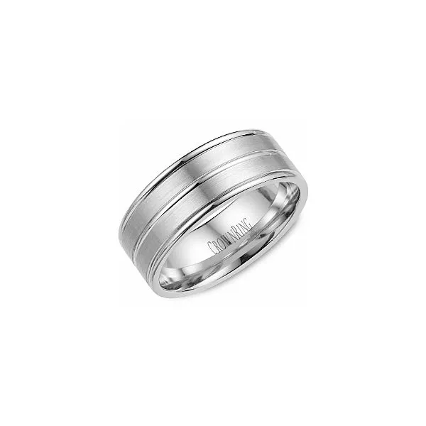 White Gold 8mm Band with Line Detail The Ring Austin Round Rock, TX