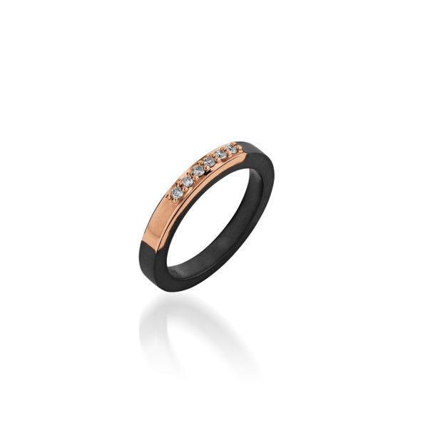 Oxidized Sterling Silver and 14K Rose Gold Mined Diamond Pave Ring The Ring Austin Round Rock, TX