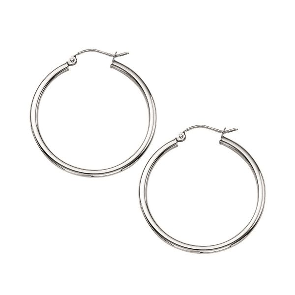 14K WG Polished Hoops 2x30mm The Ring Austin Round Rock, TX