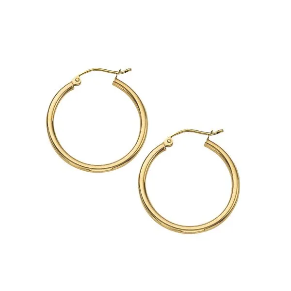 14K YG Polished Hoop earrings 2x25mm The Ring Austin Round Rock, TX