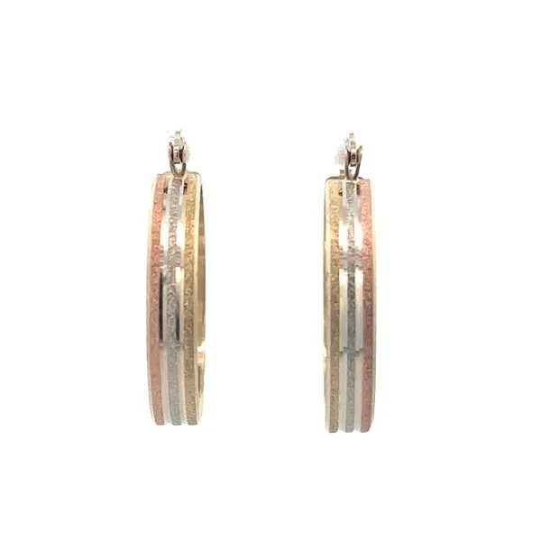 14K YG/RG/WG Textured Hoop Earrings Image 2 The Ring Austin Round Rock, TX