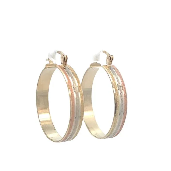 14K YG/RG/WG Textured Hoop Earrings The Ring Austin Round Rock, TX