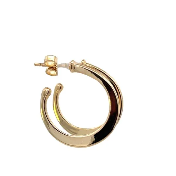 14K YG Flattened Polished Hoop Stud Earrings 20mm Image 2 The Ring Austin Round Rock, TX