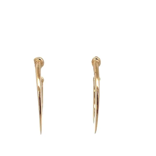 14K YG Flattened Polished Hoop Stud Earrings 20mm Image 3 The Ring Austin Round Rock, TX