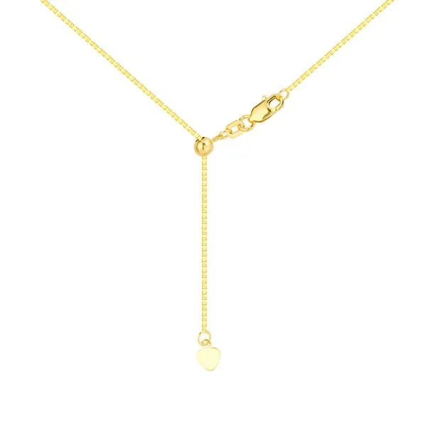 10K YG 0.8mm Box Chain with Slider Bead 22'' Image 3 The Ring Austin Round Rock, TX
