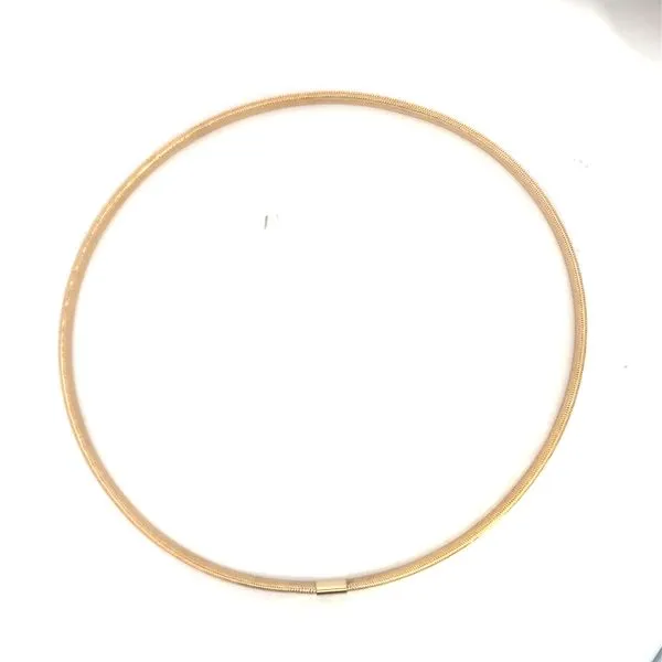 14K Italian Yellow Gold 6mm Wide Woven Hollow Stretch Choker Necklace 14'' -16'' Image 3 The Ring Austin Round Rock, TX