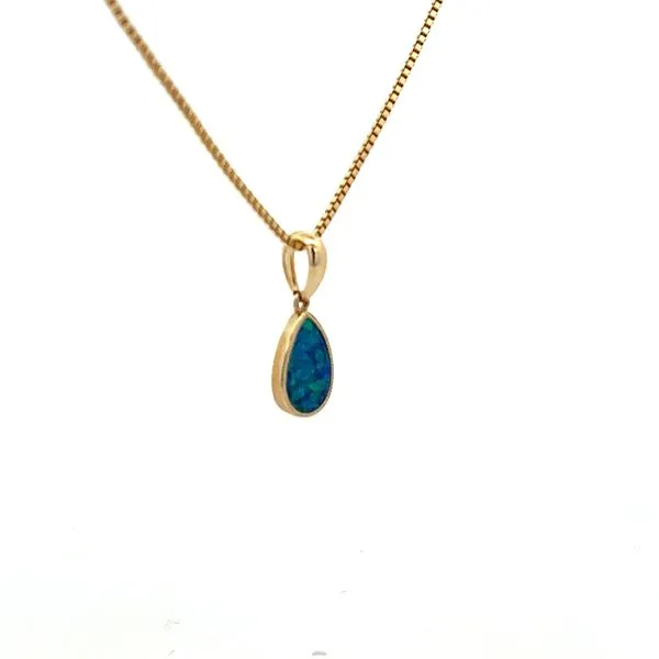 14K YG Opal Doublet Mil-grain Pendent with Box chain 16'' Image 2 The Ring Austin Round Rock, TX