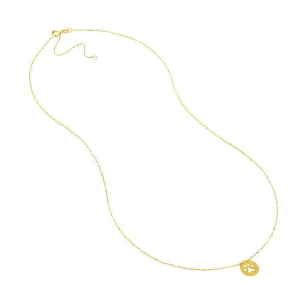 14K YG Circle Paw Print Cut Out Disc Pendant Necklace Image 3 The Ring Austin Round Rock, TX