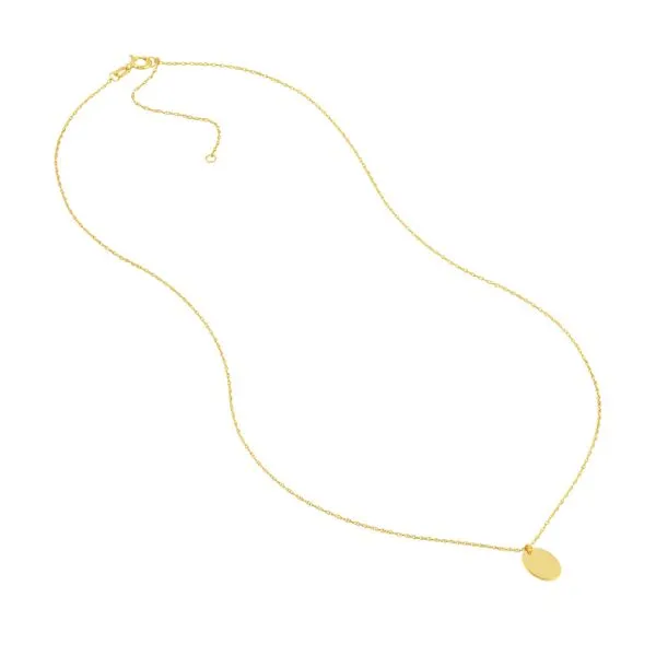 14K YG Polished Oval Engrave able Disc Pendant Necklace Image 2 The Ring Austin Round Rock, TX