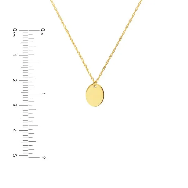 14K YG Polished Oval Engrave able Disc Pendant Necklace Image 4 The Ring Austin Round Rock, TX