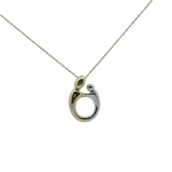 14K YG/WG Mother And child Polished Pendant Cable Chain Necklace With Spring Ring 18'' Image 2 The Ring Austin Round Rock, TX