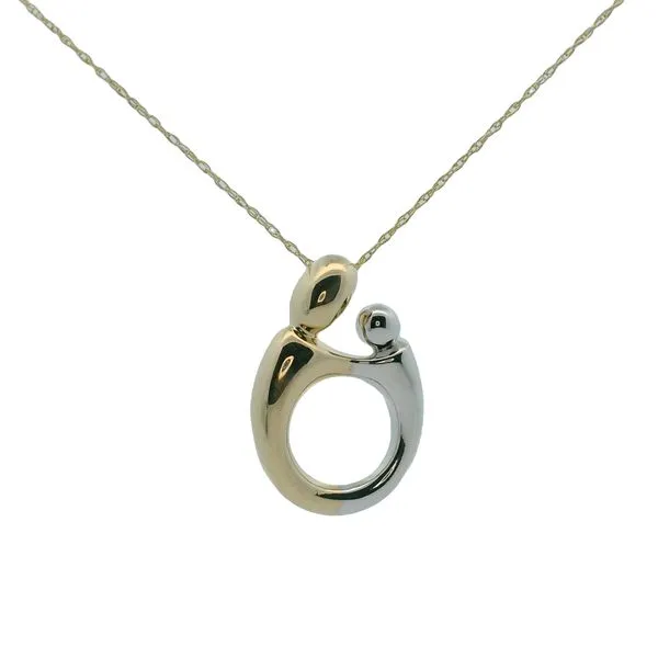 14K YG/WG Mother And child Polished Pendant Cable Chain Necklace With Spring Ring 18'' The Ring Austin Round Rock, TX